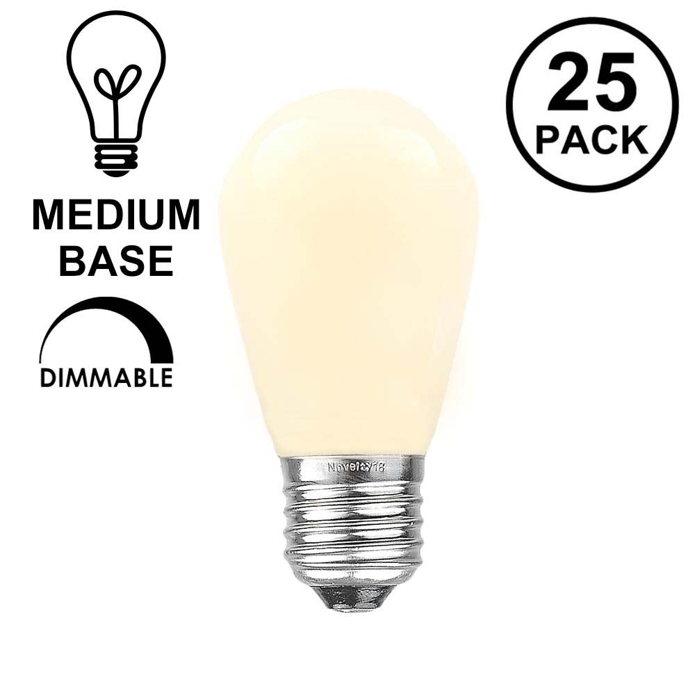 Picture of 25 Pack of Ceramic White S14 11 Watt Bulbs Meduim Base e26