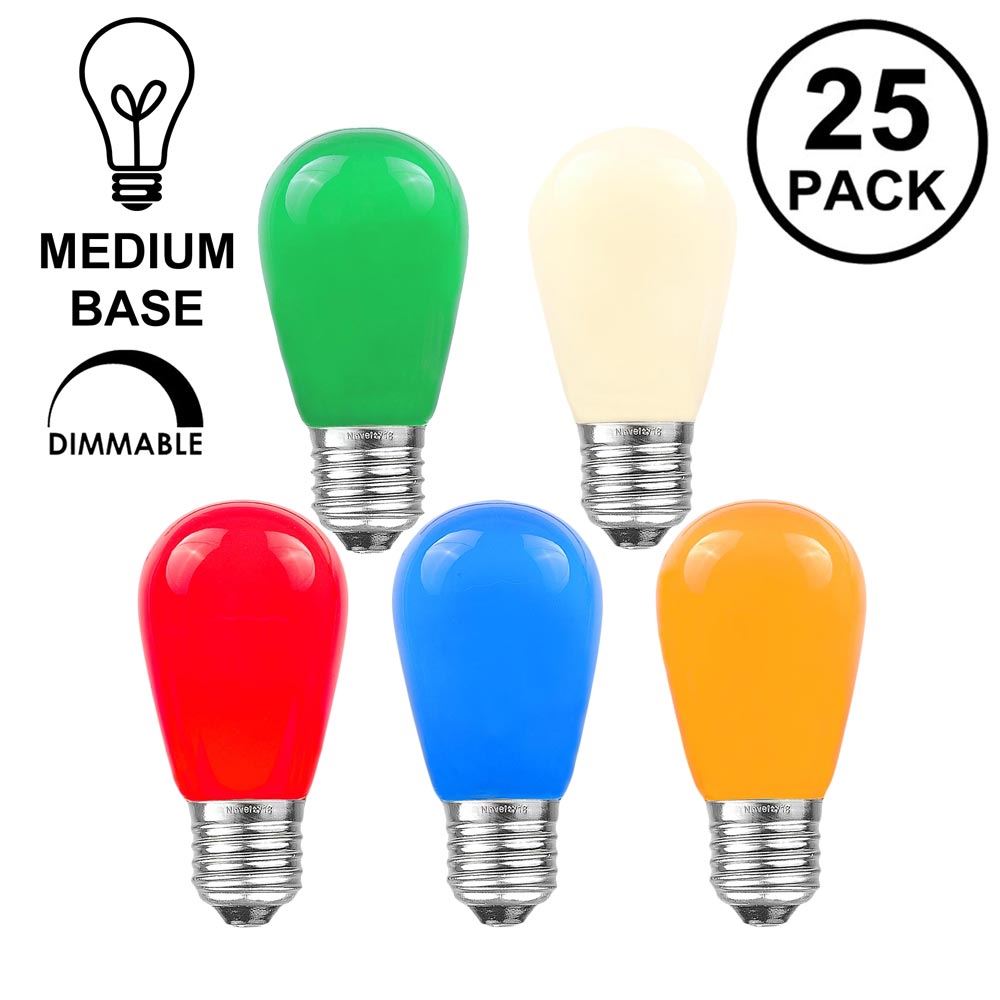 Picture of 25 Pack of Ceramic Assorted S14 11 Watt Bulbs Meduim Base e26
