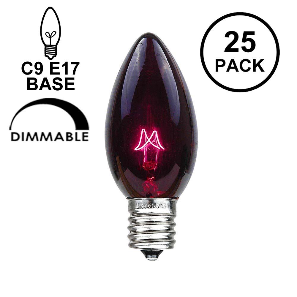 Picture of Black Light (Very Dark Purple) C9 7 Watt Replacement Bulbs 25 Pack