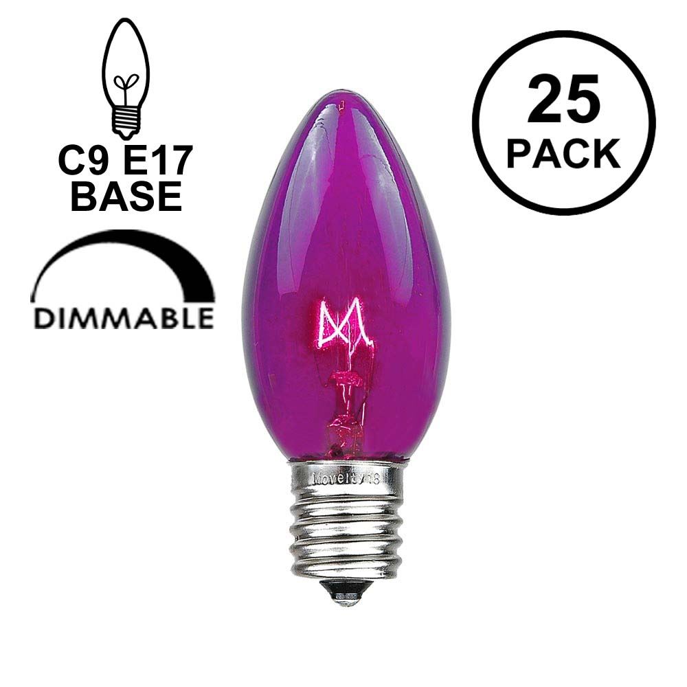 25 C9 Twinkle Purple Triple Dipped Transparent Indoor/Outdoor Christmas Bulbs 