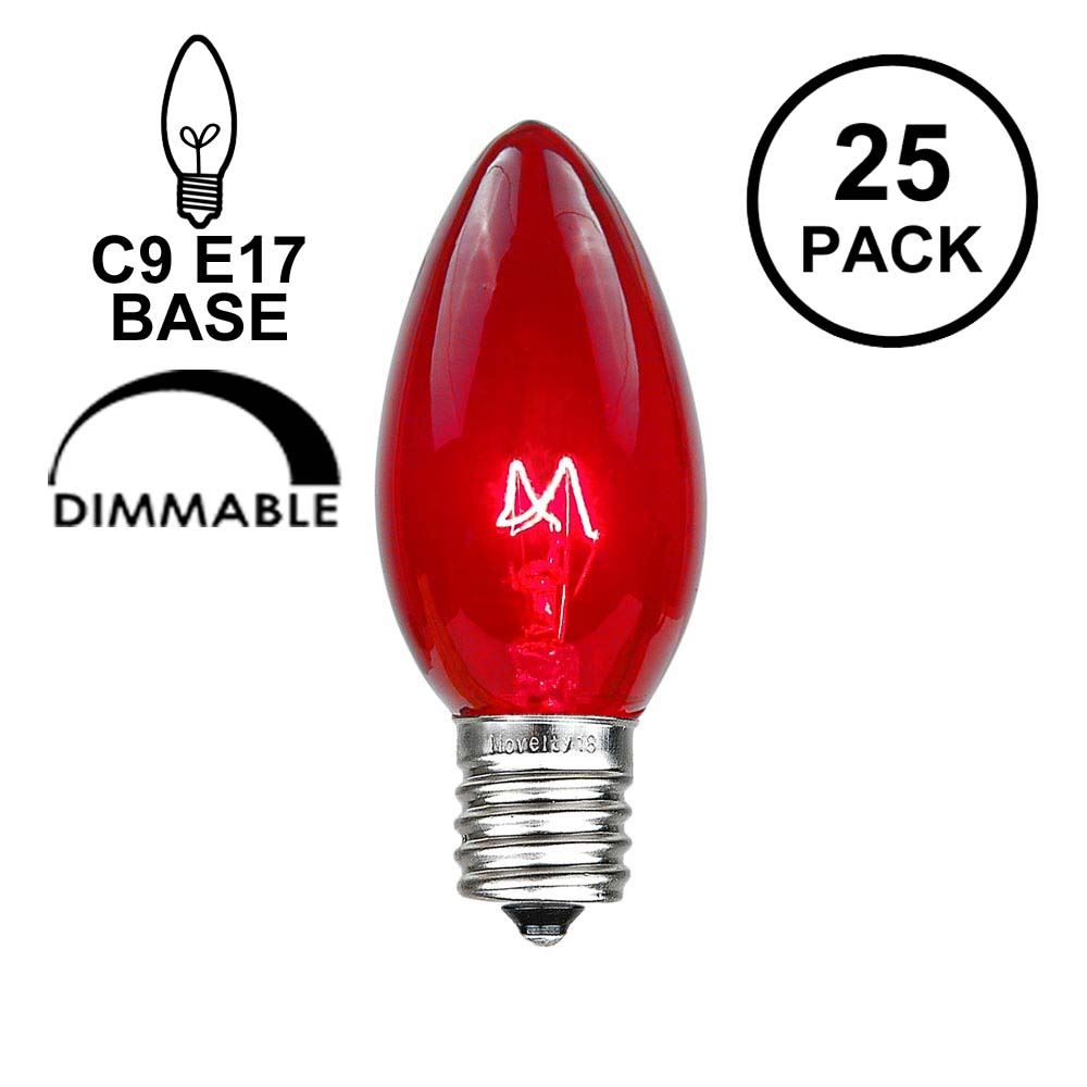Queens of Christmas C9-DIM-Retro-RE Retrofit Lamp with 5 Internal LED and E17 Base Red 