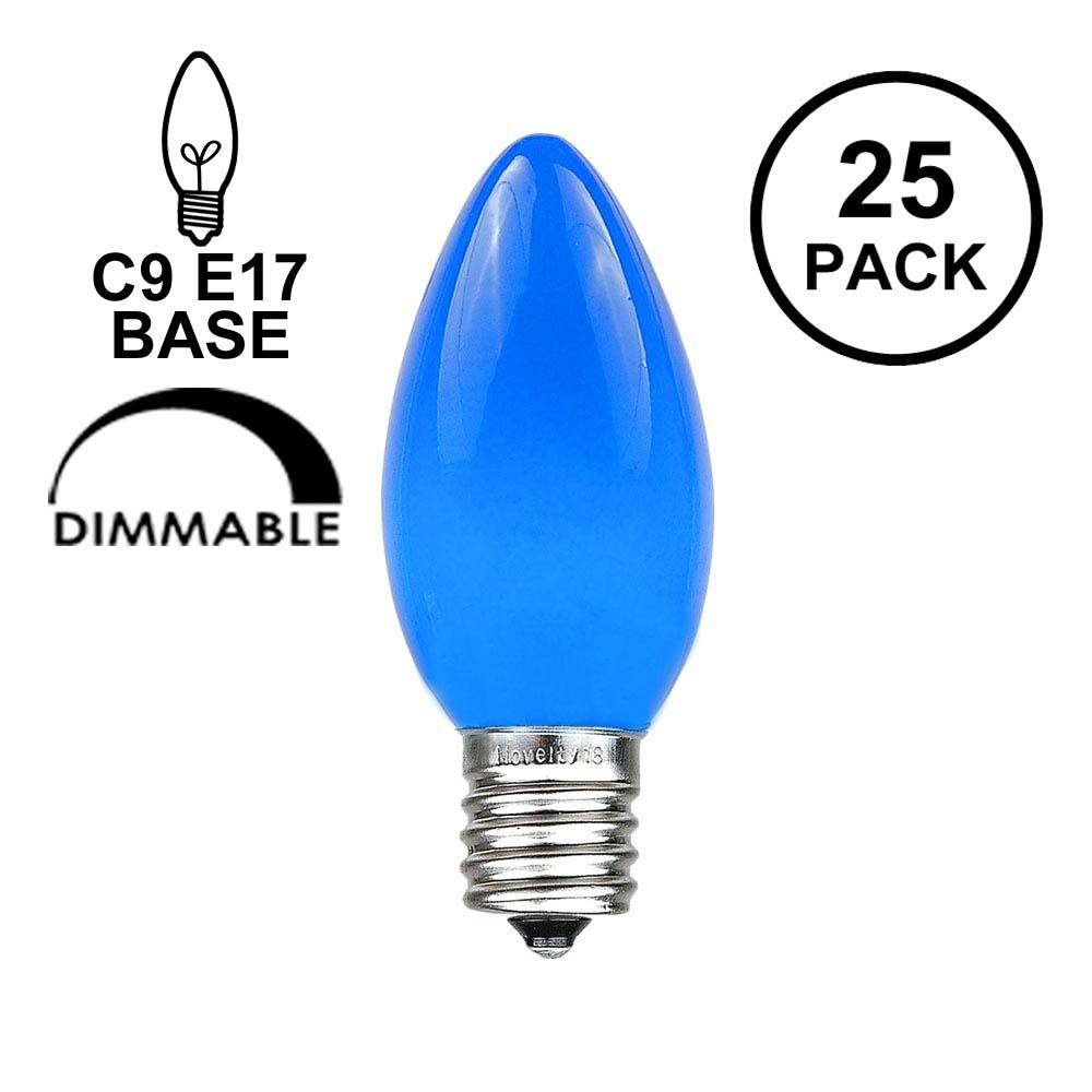 Box of 25 C9 Blue Triple Dipped Transparent Indoor/Outdoor Christmas Bulbs