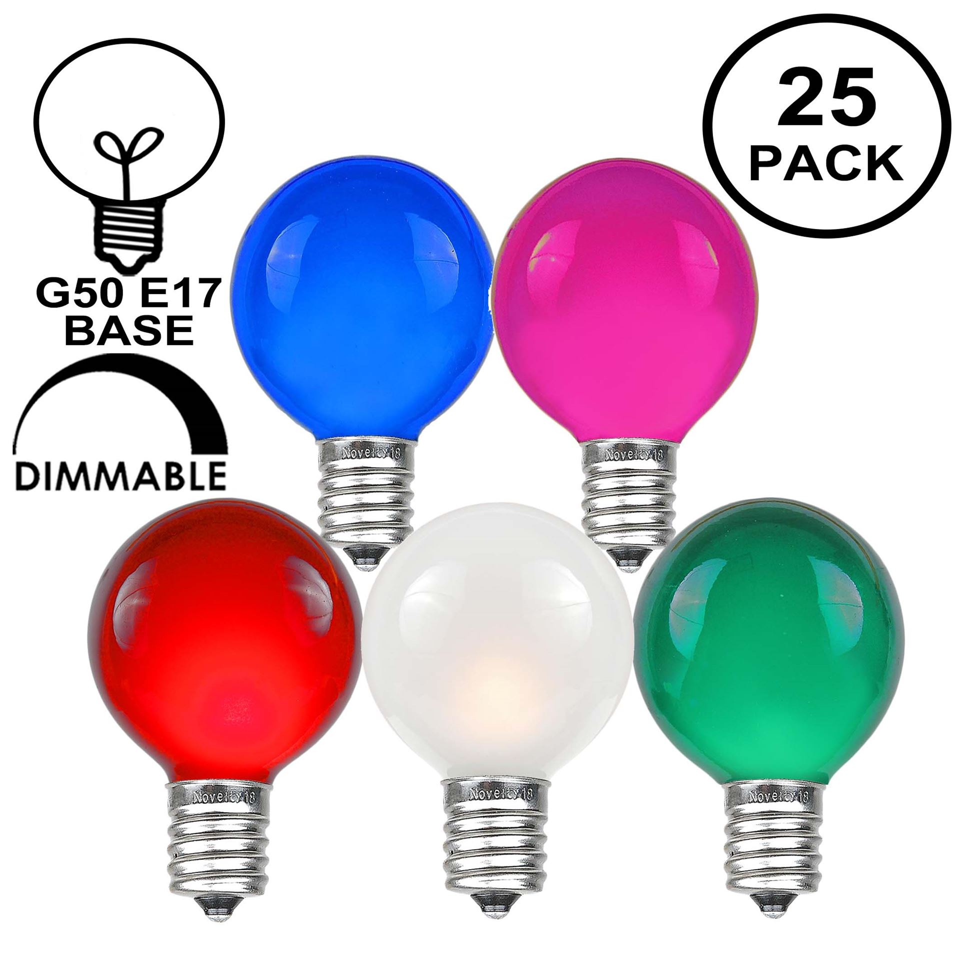 G40 and G50 Replacement Light Bulbs Assorted Satin C7 Base G30 Box of 25 