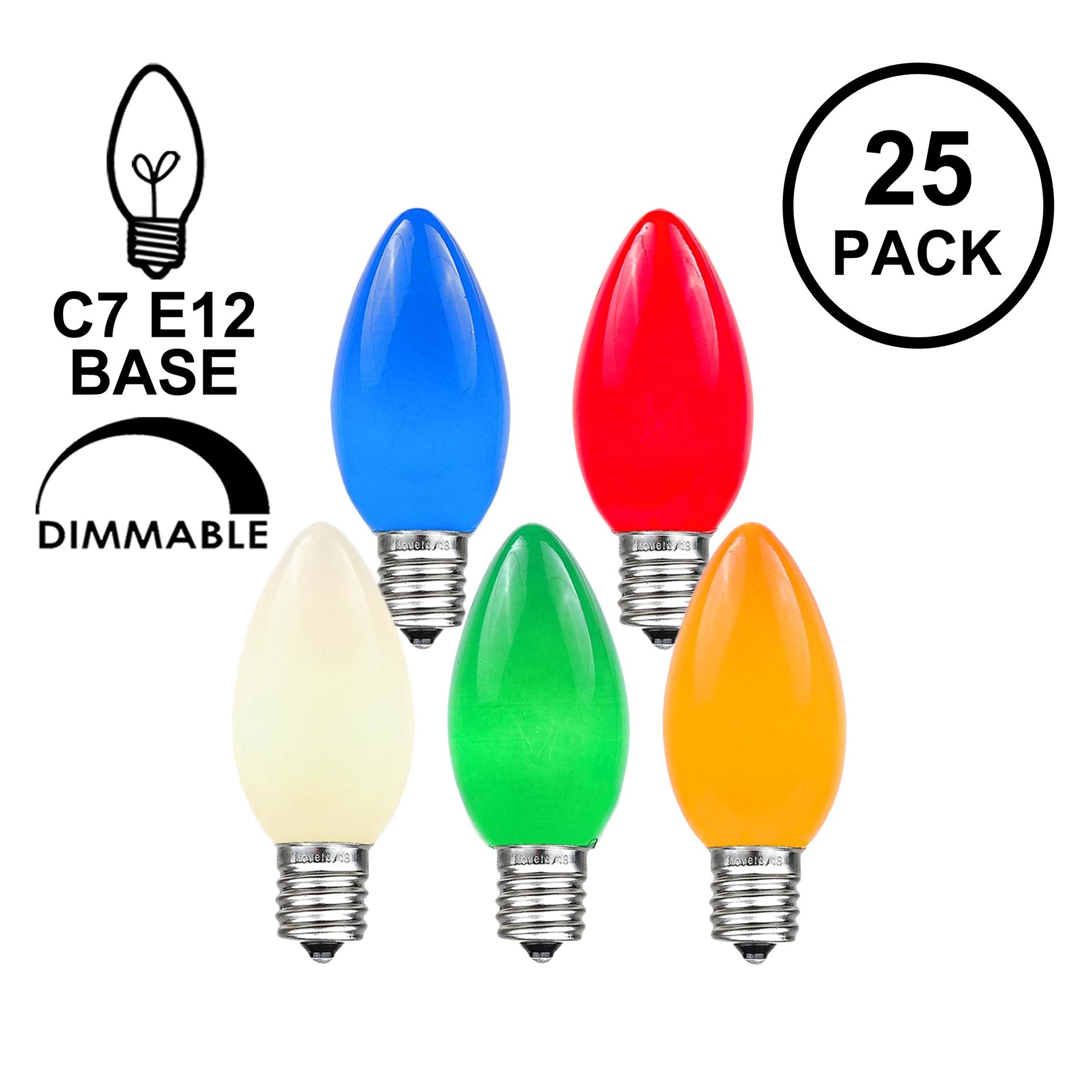 Picture of Assorted Ceramic Opaque C7 5 Watt Replacement Bulbs 25 Pack