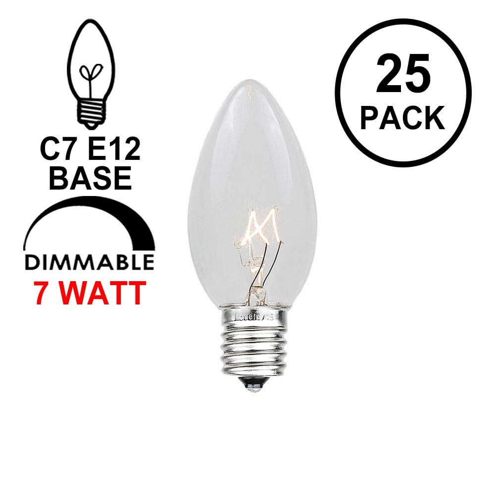 Candelabra Base **25Pack** 7 Watt C7 Ceramic White Incandescent Light Bulb 
