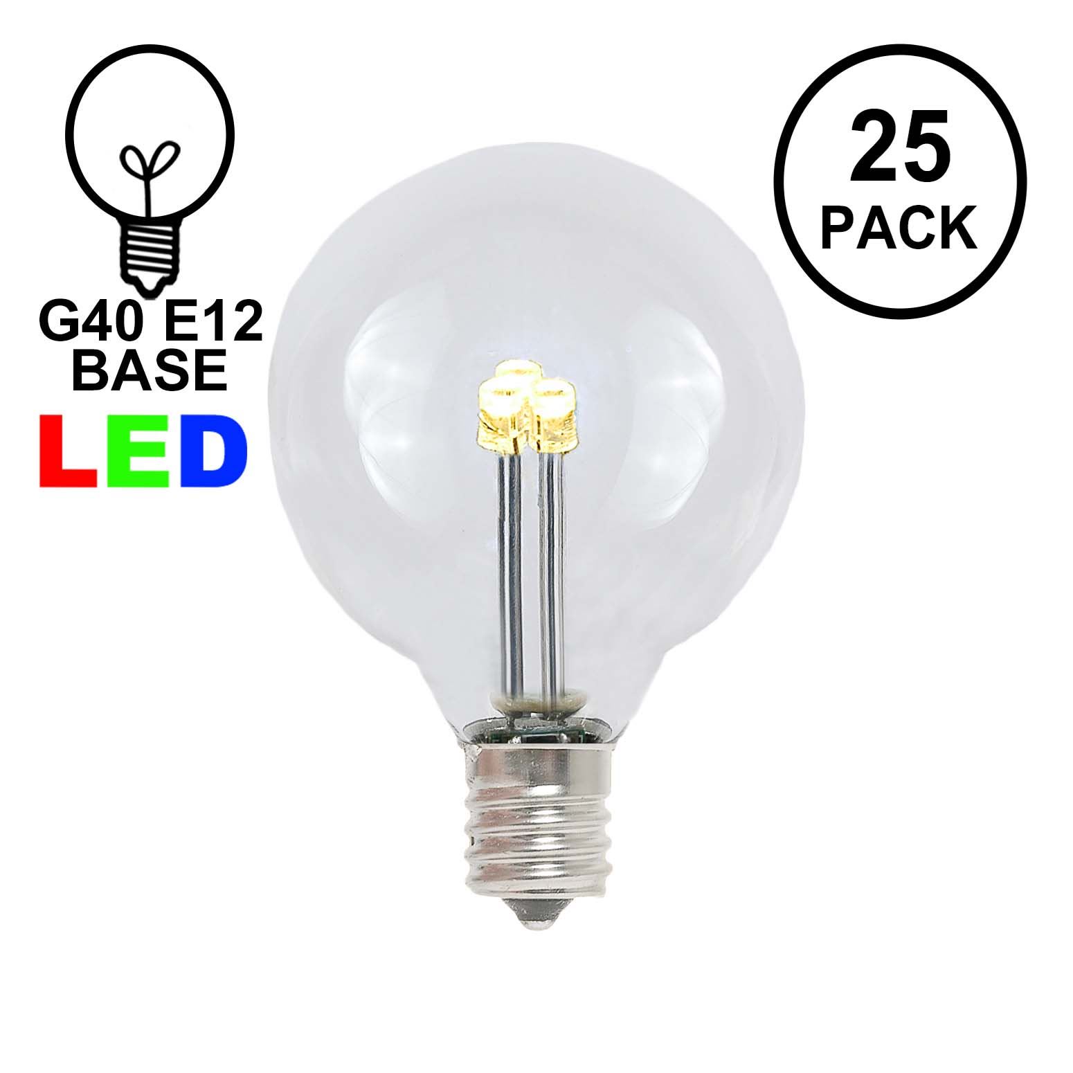 Picture of Warm White - G40 Glass LED Replacement Bulbs - 25 Pack