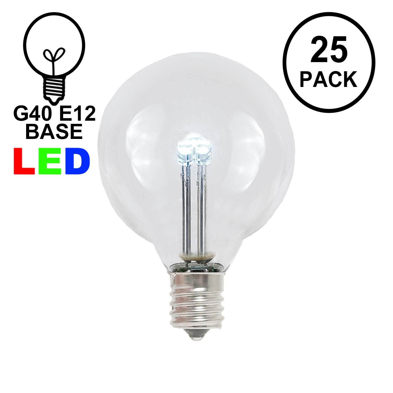 Picture of Pure White - G40 - Glass LED Replacement Bulbs - 25 Pack