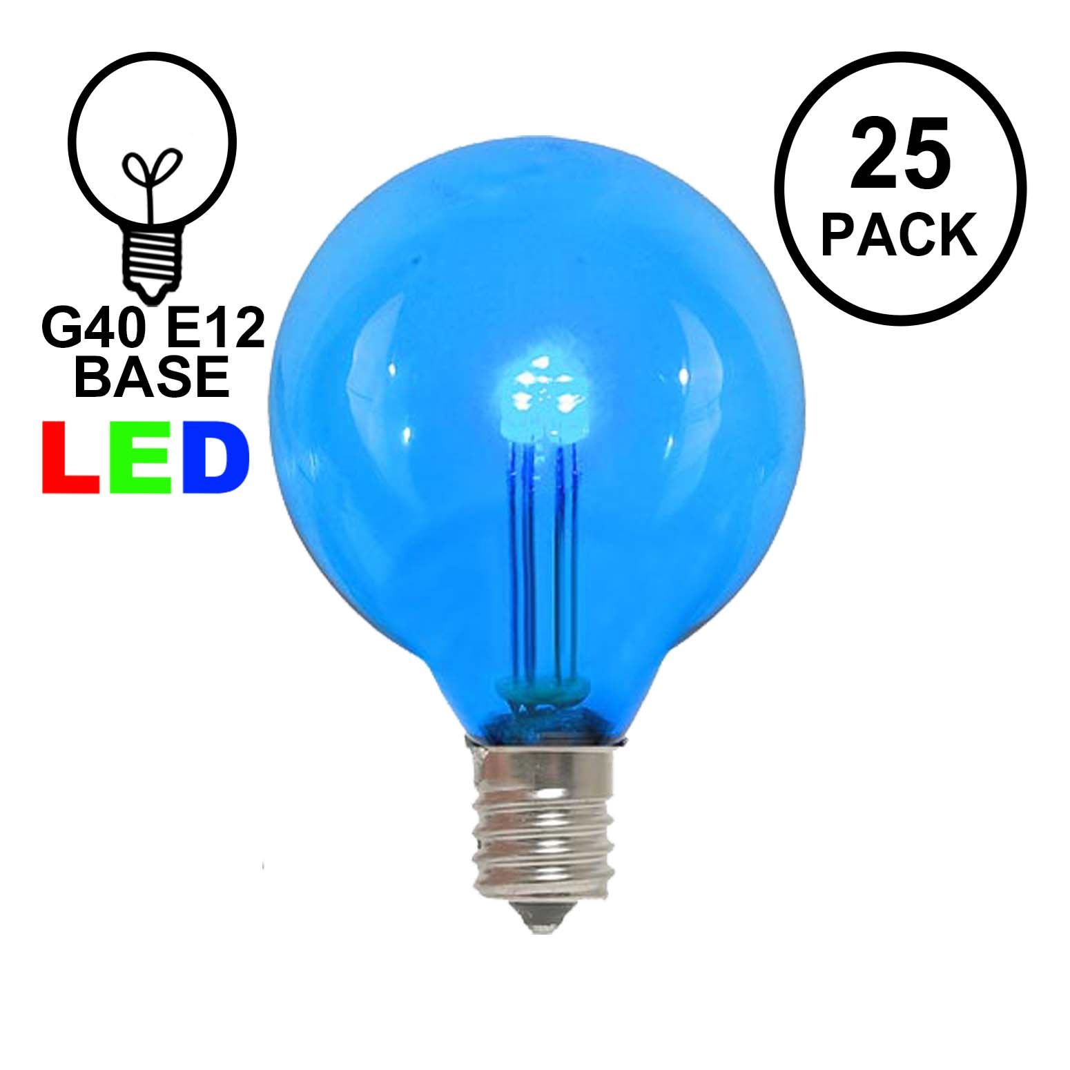 Picture of Blue - G40 - Glass LED Replacement Bulbs - 25 Pack