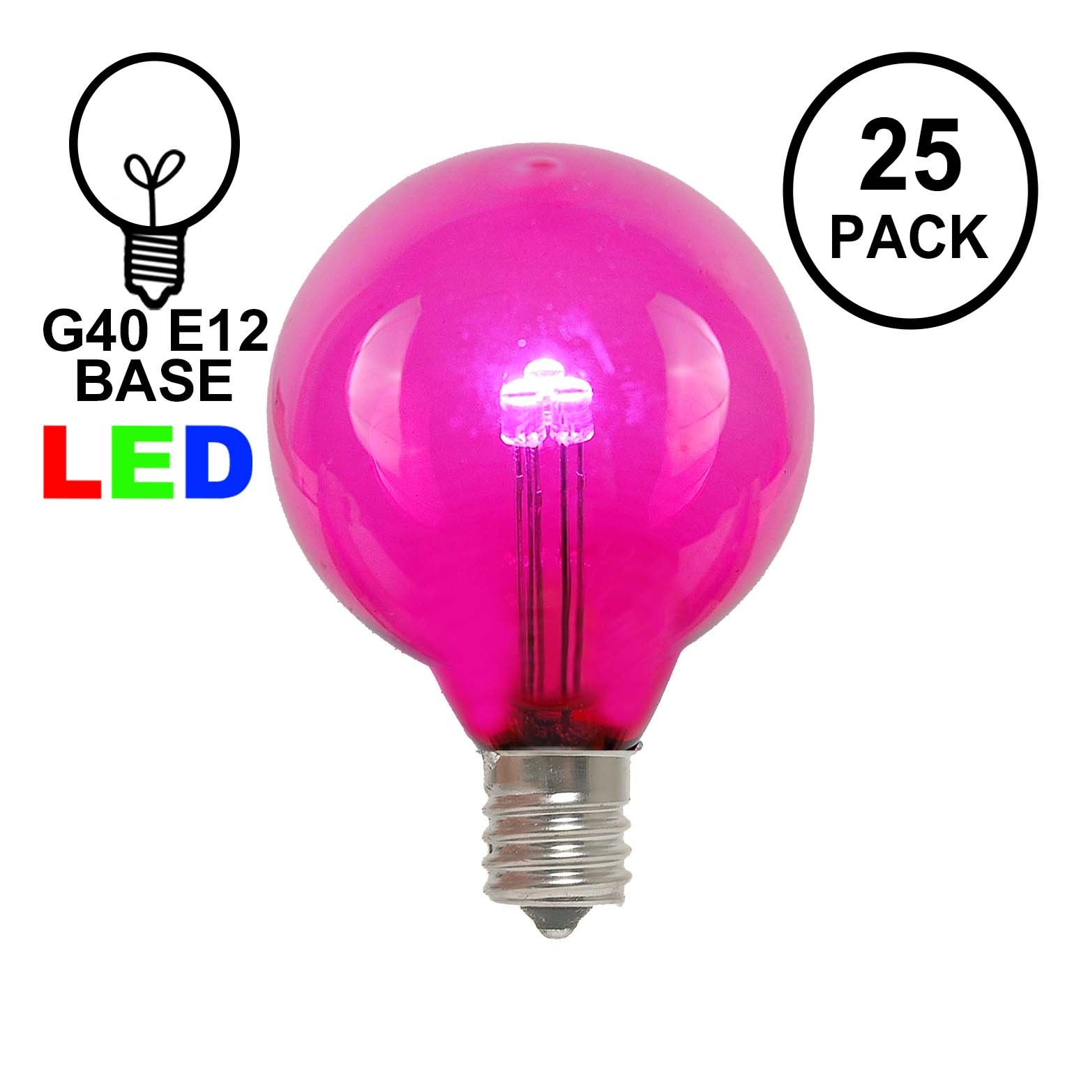 Picture of Pink - G40 - Glass LED Replacement Bulbs - 25 Pack