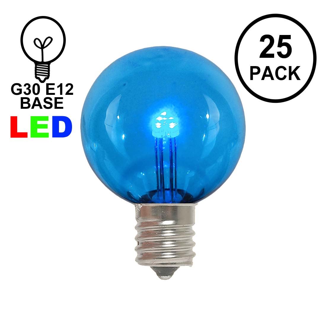 Picture of Blue - G30 Glass LED Replacement Bulbs - 25 Pack