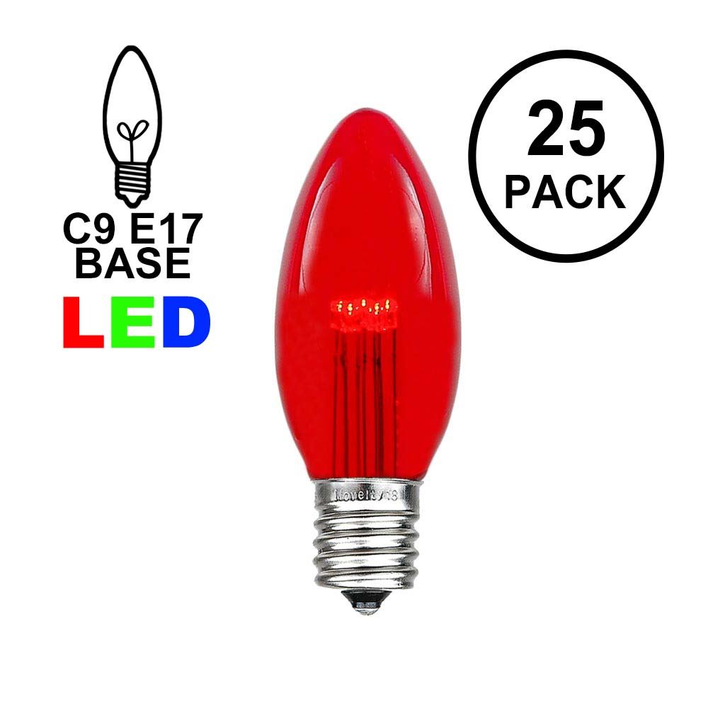 Picture of Red Smooth Glass C9 LED Bulbs - 25k