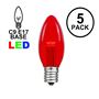 Picture of 5 Pack Red Smooth Glass C9 LED Bulbs
