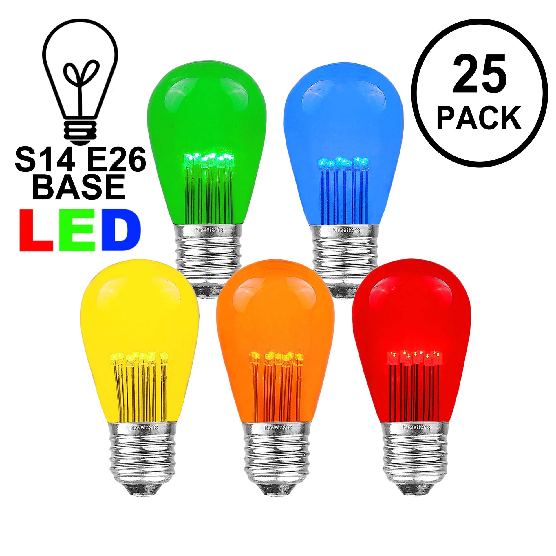 Multi-Colored S14 Bulbs 11 Watt Replacement Incandescent Glass 20 Multicolor 