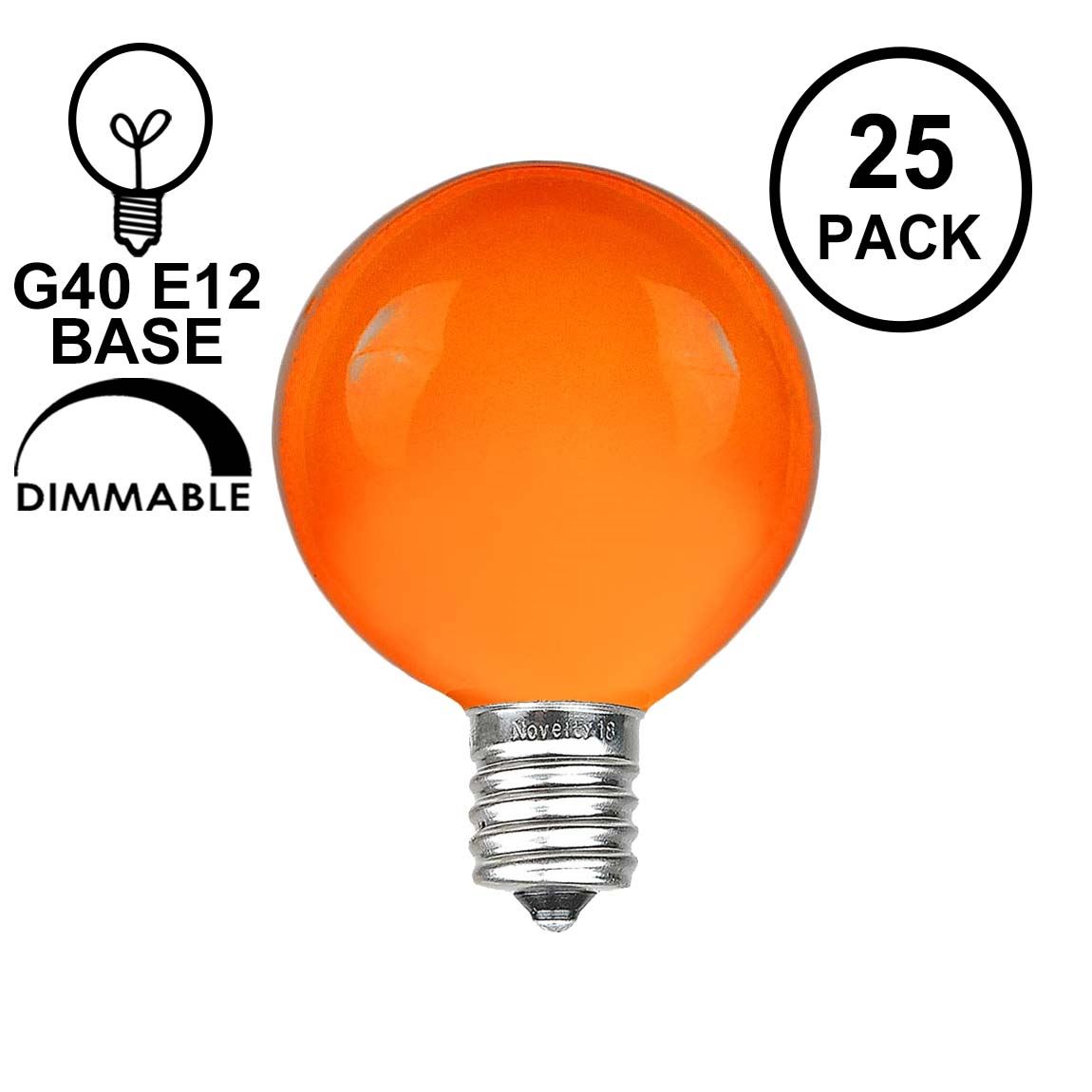 Box of 25 C7 Amber Orange Triple Dipped Transparent Christmas Bulbs 5 Watt 