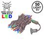 Picture of 50 LED Multi LED Christmas Lights 11' Long on Brown Wire