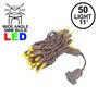 Picture of 50 LED Yellow LED Christmas Lights 11' Long on Brown Wire