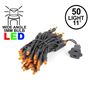 Picture of 50 LED Amber LED Christmas Lights 11' Long on Black Wire