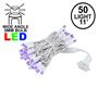 Picture of 50 LED Purple LED Christmas Lights 11' Long on White Wire
