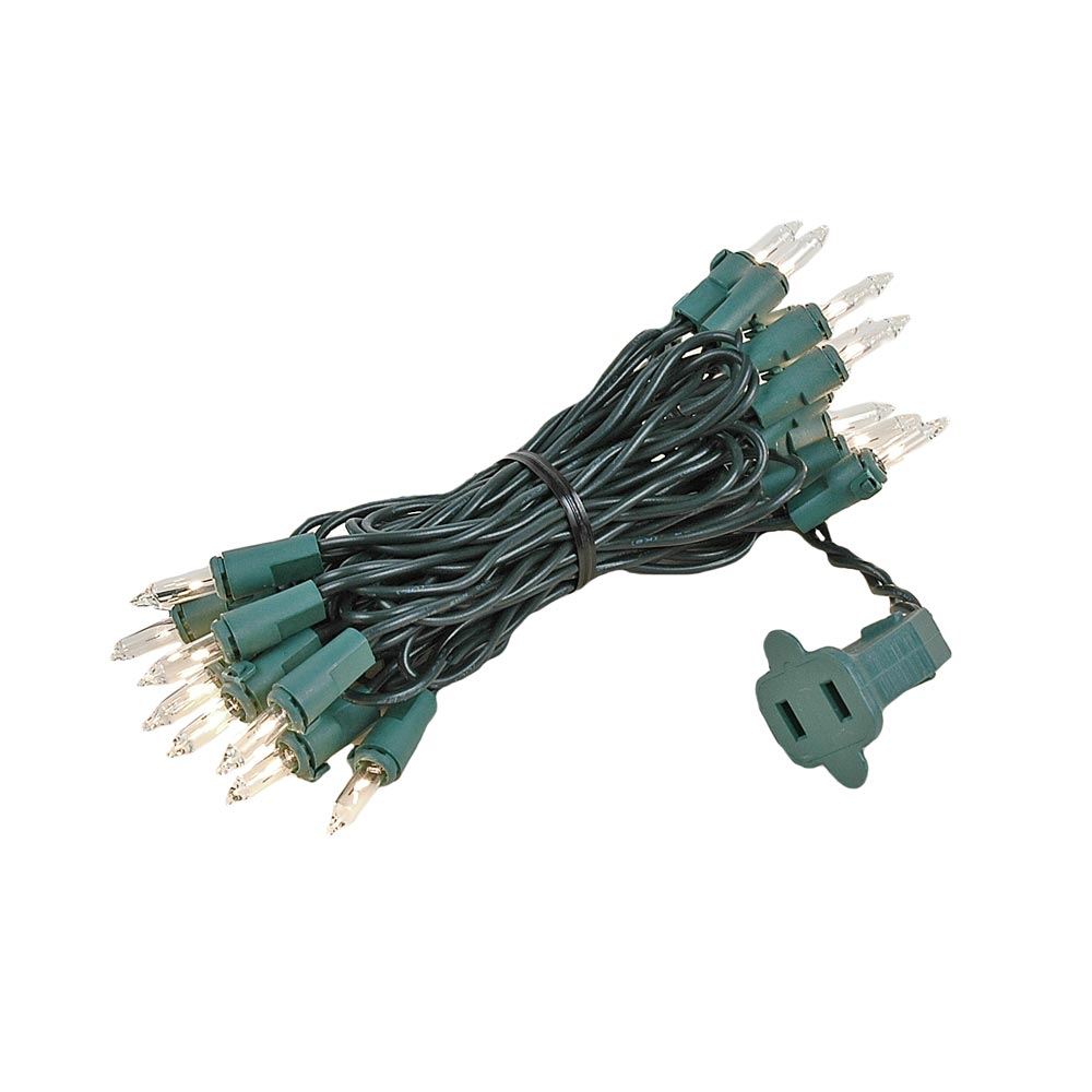 White Wire 20 Light Green Christmas Craft Mini Light Set 8' Non-Connectable 
