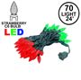 Picture of Red and Green 70 LED C6 Strawberry Mini Lights Commercial Grade Green Wire