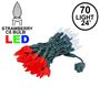 Picture of Red and White 70 LED C6 Strawberry Mini Lights Commercial Grade Green Wire