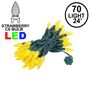 Picture of Yellow 70 LED C6 Strawberry Mini Lights Commercial Grade on Green Wire
