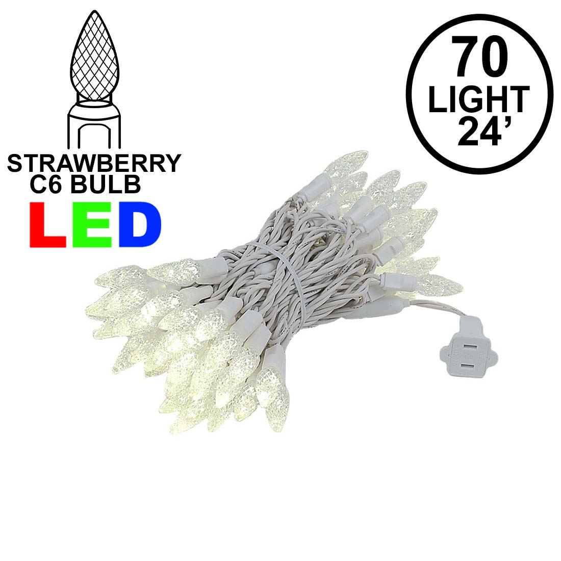 Brand New 210 Count Spool of C6 Pure White LED Christmas Lights 