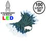 Picture of Pure White 100 LED C6 Strawberry Mini Lights Commercial Grade Green Wire