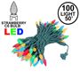 Picture of Multi 100 LED C6 Strawberry Mini Lights Commercial Grade Green Wire