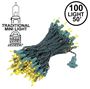Picture of Yellow Christmas Mini Lights 100 Light 50 Feet Long on Green Wire