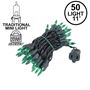 Picture of Green Christmas Mini Lights 50 Light on Black Wire 11 Feet Long