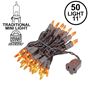 Picture of Amber/Orange Christmas Mini Lights 50 Light on Brown Wire 11 Feet Long