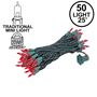 Picture of Red 50 Light 25' Long Green Wire Christmas Mini Lights