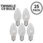 Picture of Clear Twinkle C9 Bulbs 7 Watt Replacement Lamps 25 Pack