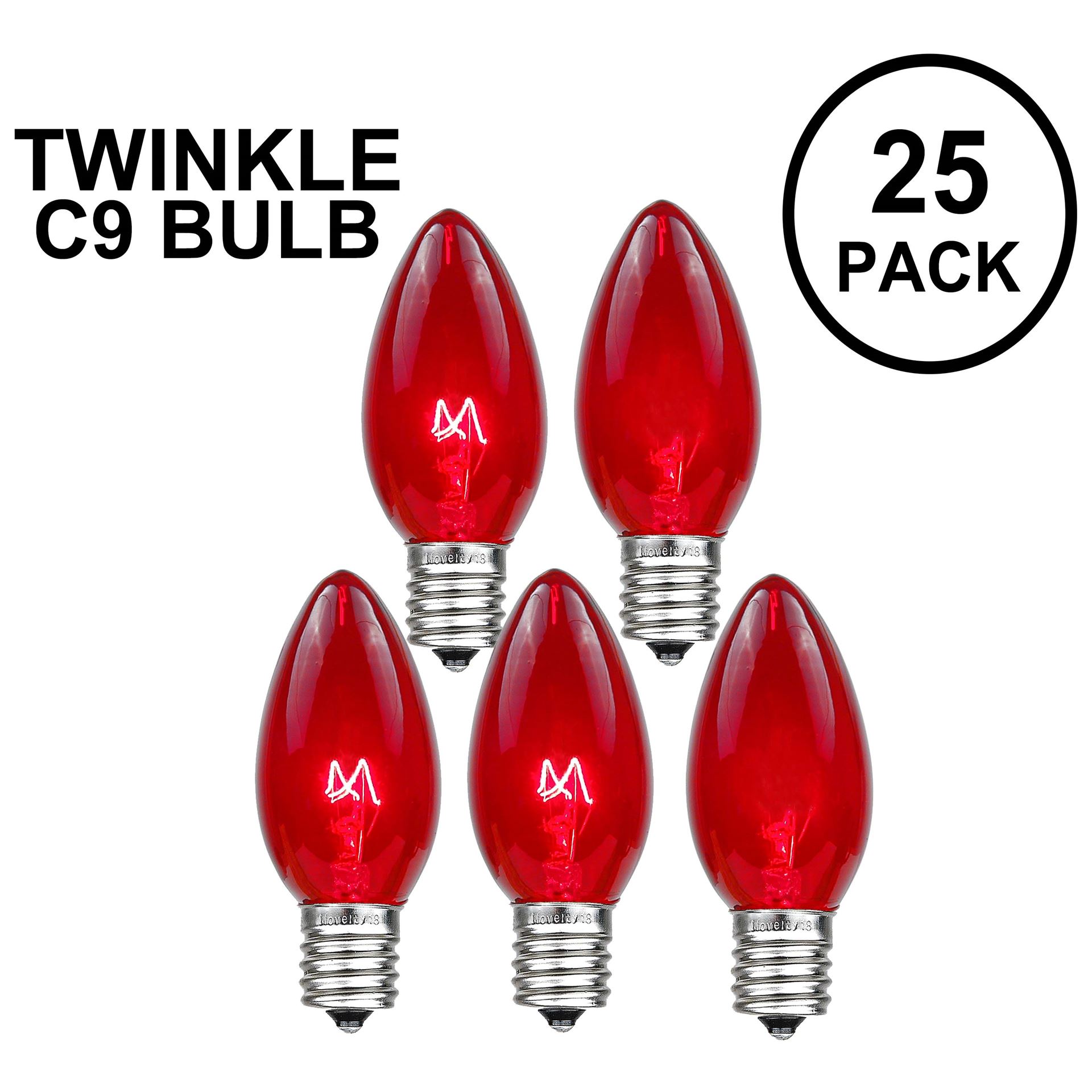 C-7 MULTI-COLOR CERAMIC TWINKLE BULBS NEW 1 BOX OF 25 C7 BLINK CHRISTMAS LIGHTS 