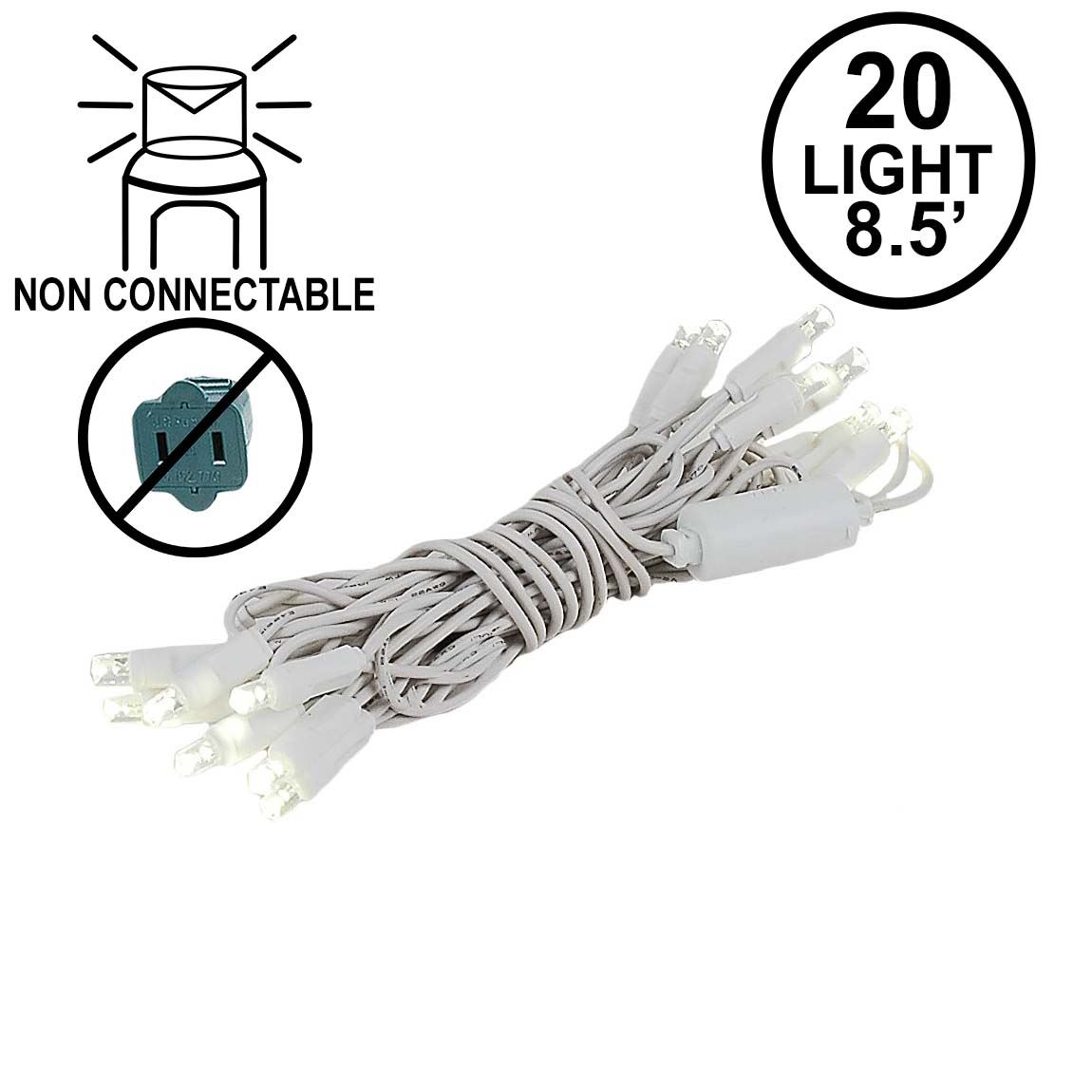 Picture of 20 Light Non Connectable Warm White LED Mini Lights White Wire