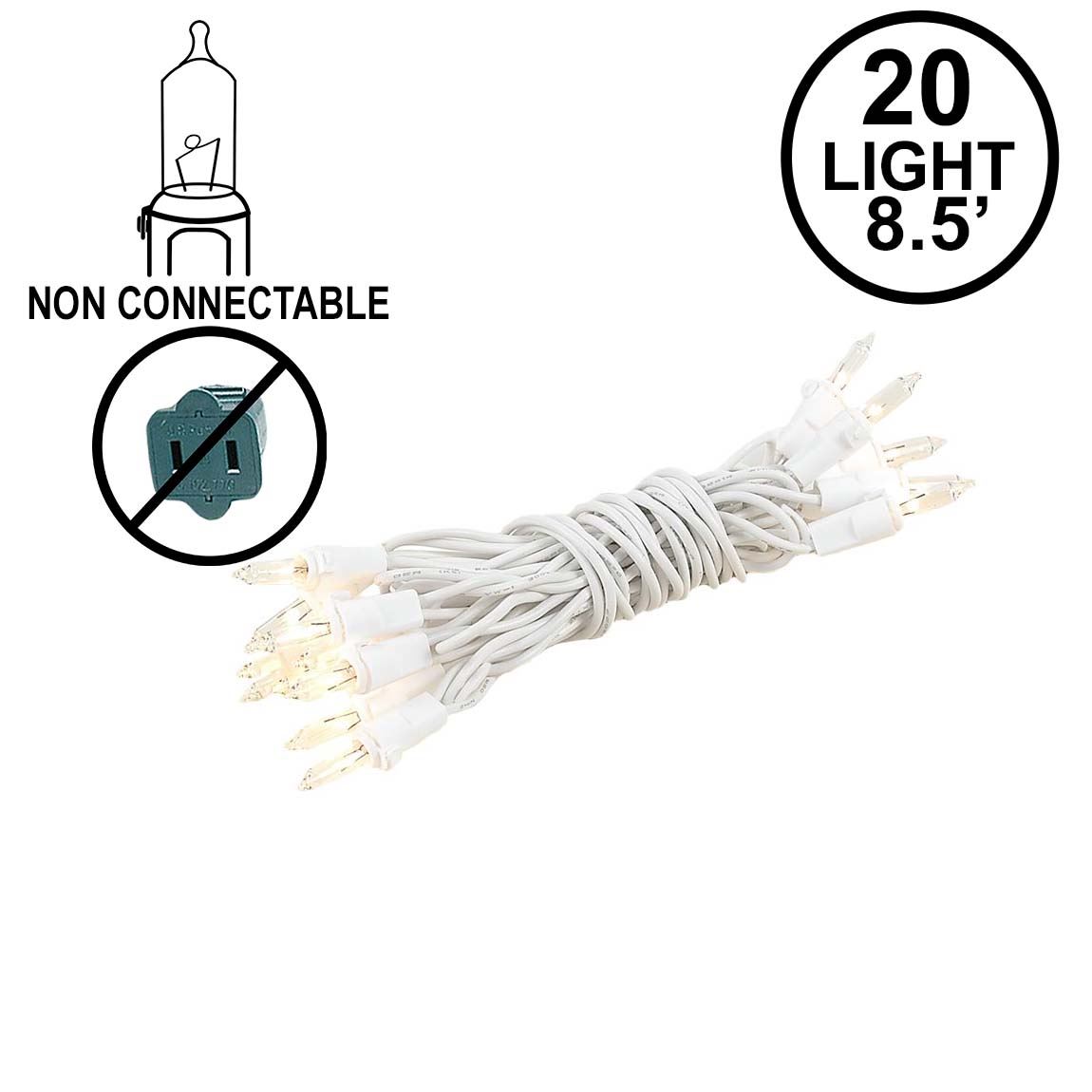 Picture of Non Connectable White Wire Mini Lights 20 Light 8.5' 