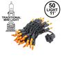 Picture of Black Wire Frosted Orange Christmas Mini Lights 50 Light 11 Feet Long