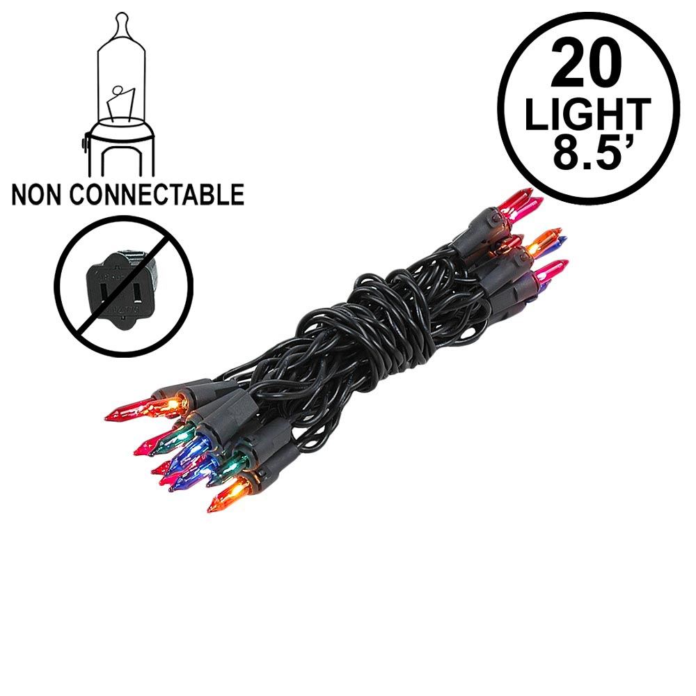 Picture of Non Connectable Multi Black Wire Mini Lights 20 Light 8.5'