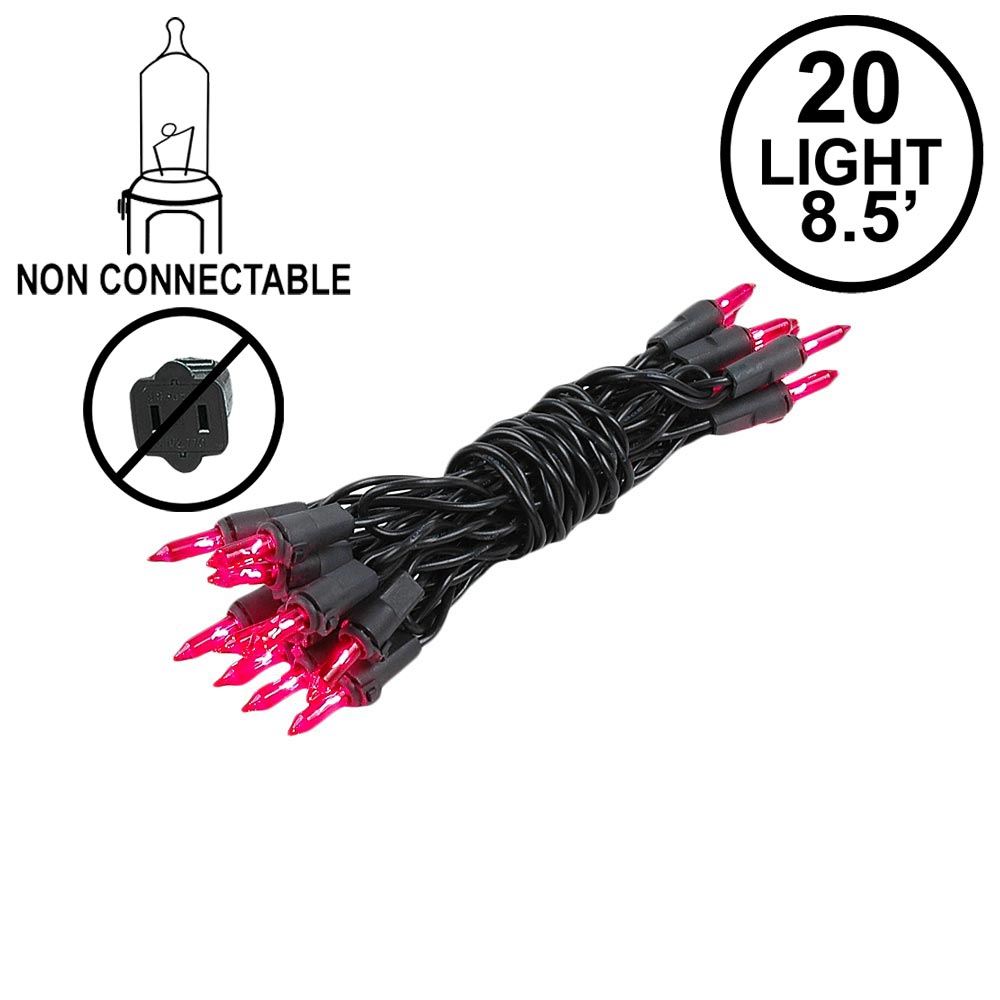 Picture of Non Connectable Pink Black Wire Mini Lights 20 Light 8.5'