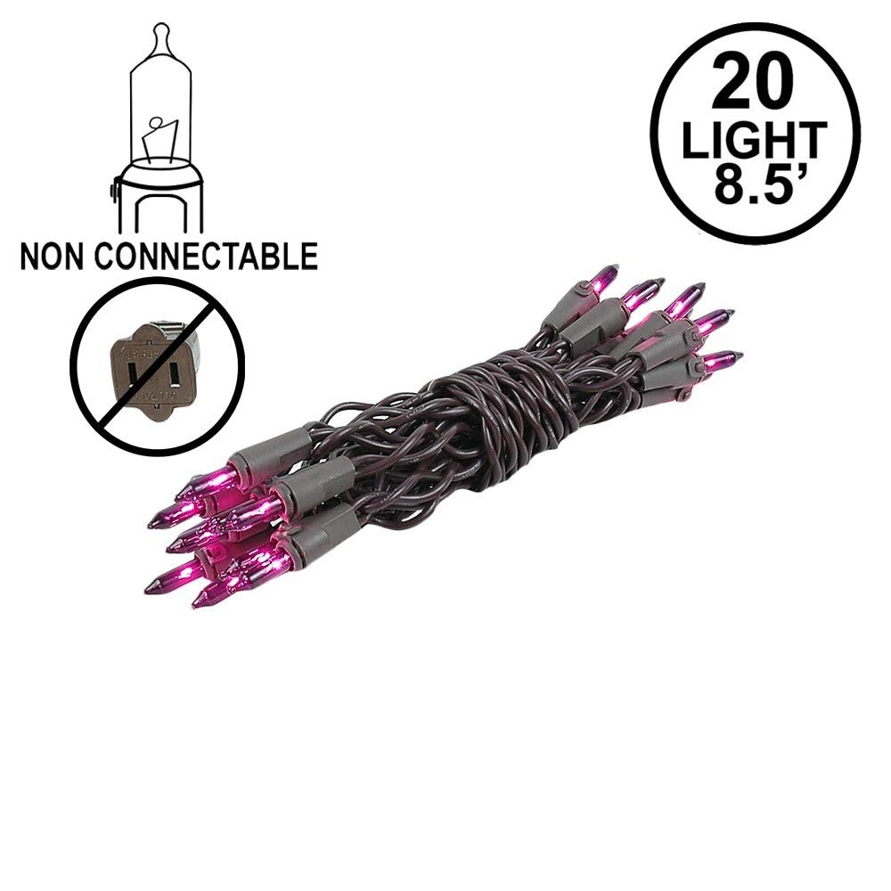 Picture of Non Connectable Purple Brown Wire Mini Lights 20 Light 8.5'