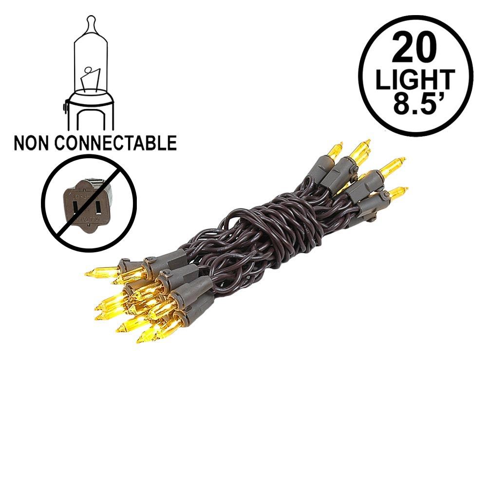 Picture of Non Connectable Yellow Brown Wire Mini Lights 20 Light 8.5'