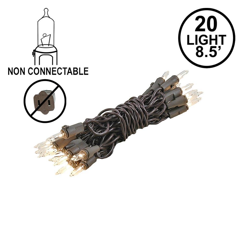 Picture of Non Connectable Clear Brown Wire Mini Lights 20 Light 8.5'