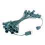 Picture of C9 25 Light String Set with Ceramic Blue Bulbs on Green Wire