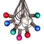 Picture of 25 G30 Globe Light String Set with Multi Colored Satin Bulbs on Brown Wire