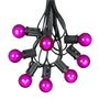 Picture of 25 G30 Globe Light String Set with Purple Satin Bulbs on Black Wire