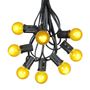 Picture of 25 G30 Globe Light String Set with Yellow Satin Bulbs on Black Wire