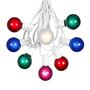 Picture of 25 G40 Globe String Light Set with Multi-Colored Satin Bulbs on White Wire