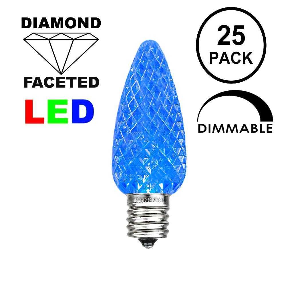 UL Listed Box of 25 C9 Led Replacement Bulbs,3 SMD Leds in Each Bulb,Teal Color 