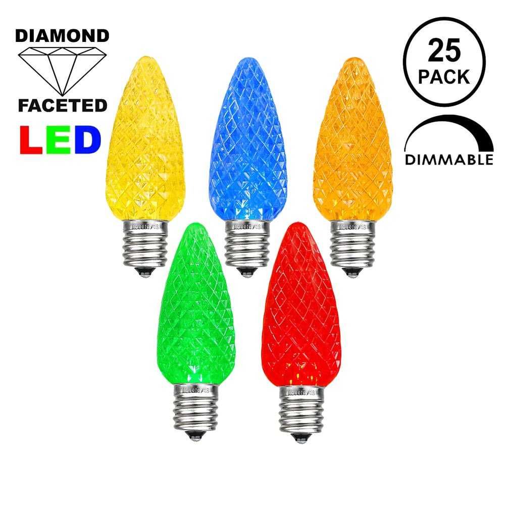 100 1047-88 4 Pack C7 Multi Transparent Twinkle Christmas Light Replacement Bulb 